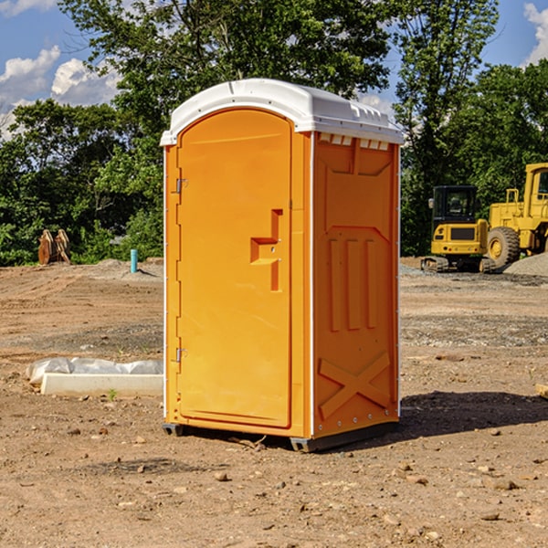 how often are the portable restrooms cleaned and serviced during a rental period in Greene Iowa